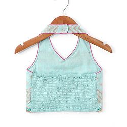 Babyhug Sleeveless  Foil Printed Choli & Embroidered  Lehenga Set with Dupatta - Pink & Blue