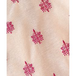 Babyhug Woven Half Sleeves Floral Embroidered Kurti Palazzo & Dupatta - Beige & Red