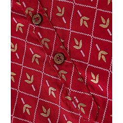 Babyhug 100% Cotton Woven Full Sleeves Kurta & Dhoti Set With Floral Print - Red