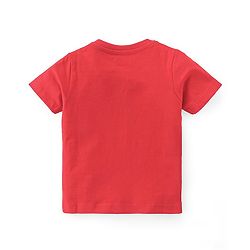 Babyhug Single Jersey Knit Half Sleeves Night Suit Stripes & Giraffe Print - Red
