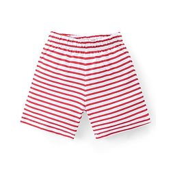 Babyhug Single Jersey Knit Half Sleeves Night Suit Stripes & Giraffe Print - Red
