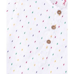Babyhug 100%  Cotton Woven Kurta & Pyjama Set With Dots Pattern Print - White