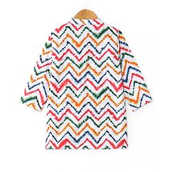 Babyhug 100% Cotton Woven Full Sleeves Kurta & Dhoti Set With Chevron Print - Multicolor