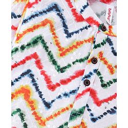 Babyhug 100% Cotton Woven Full Sleeves Kurta & Dhoti Set With Chevron Print - Multicolor