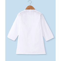 Babyhug 100% Cotton Woven Schiffly Full Sleeves Kurta & Pyjama Set Solid Colour - White