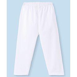 Babyhug 100% Cotton Woven Schiffly Full Sleeves Kurta & Pyjama Set Solid Colour - White