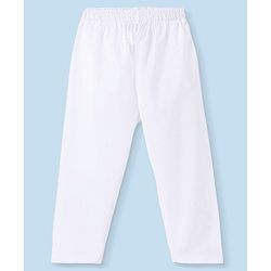 Babyhug 100% Cotton Woven Schiffly Full Sleeves Kurta & Pyjama Set Solid Colour - White