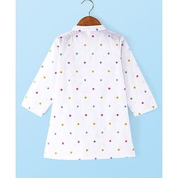Babyhug 100% Cotton Woven Embroidered Full Sleeves Kurta Pyjama Set Solid Colour - White