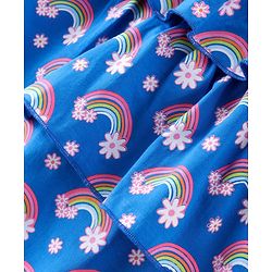 Babyhug Cotton Knit Sleeveless Floral & Rainbow Printed Top - Blue & Pink