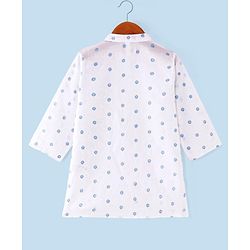 Babyhug 100% Cotton Foil Printed Full Sleeves Kurta & Dhoti Set - White & Blue