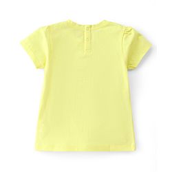 Babyhug 100% Cotton Knit Half Sleeves Top with Floral & Bird Graphics - Yellow