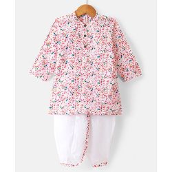 Babyhug 100% Cotton Woven Full Sleeves Printed Kurta & Dhoti Set- Multicolour