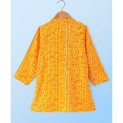 Babyhug 100% Cotton Woven Full Sleeves Bandhani Print Kurta Pyjama Set - Yellow