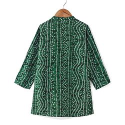 Babyhug Cotton Woven Full Sleeves Bandhani Print Kurta Pyjama Set - Green