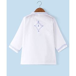 Babyhug 100% Cotton Woven Angarakha Full Sleeves Embroidered Kurta & Dhoti Set -White & Blue