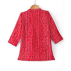 Babyhug 100% Cotton Woven Full Sleeves Bandhani Printed Kurta Pajama Set - Red