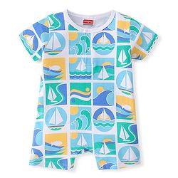 Babyhug 100% Cotton Half Sleeves Striped Romper Pack Of 2 - Multicolor