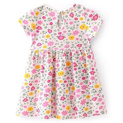 Babyhug 100% Cotton Single Jersey Knit Half Sleeves Frock Floral Print Pack Of 2 - Pink & Red