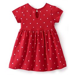 Babyhug 100% Cotton Single Jersey Knit Half Sleeves Frock Floral Print Pack Of 2 - Pink & Red