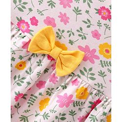Babyhug 100% Cotton Single Jersey Knit Half Sleeves Frock Floral Print Pack Of 2 - Pink & Red