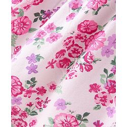 Babyhug 100% Cotton Single Jersey Knit Frill Sleeves Frock With Bow Applique Floral Print - Pink