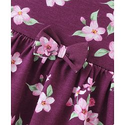 Babyhug Single Jersey Knit Half Sleeves Frock With Floral Print - Purple