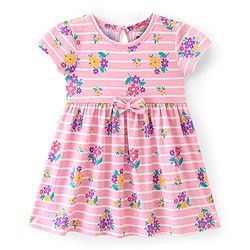 Babyhug Single Jersey Knit Half Sleeves Frock Polka Dot Print Pack of 2 - Multicolor