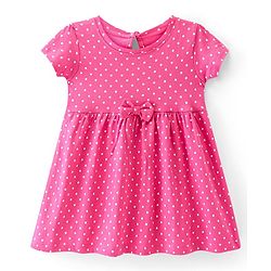 Babyhug Single Jersey Knit Half Sleeves Frock Polka Dot Print Pack of 2 - Multicolor