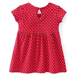 Babyhug Single Jersey Knit Half Sleeves Frock Stripes & Polka Dot Print Pack Of 2 - Red & Blue