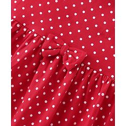 Babyhug Single Jersey Knit Half Sleeves Frock Stripes & Polka Dot Print Pack Of 2 - Red & Blue