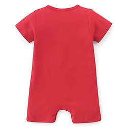 Babyhug 100% Cotton Knit Interlock Half Sleeves Romper With Dino Print - Red