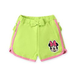 Babyhug Disney Cotton Knit Frill Sleeves T-Shirt & Shorts Set With Minnie Mouse Graphics - Pink & Green
