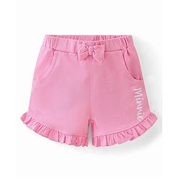 Babyhug Disney Cotton Knit Half Sleeves Frill Detailing T-Shirt Minnie Mouse Print & Shorts - White & Pink