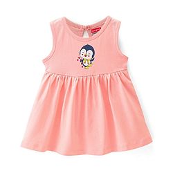 Babyhug 100% Cotton Sleeveless Fit and Flare Dress Penguin Print Pack of 3 - Multicolour