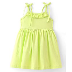 Babyhug Cotton Knit Sleeveless Solid Colour Frock with Bloomer - Lime