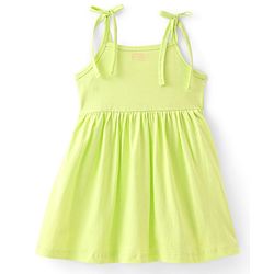 Babyhug Cotton Knit Sleeveless Solid Colour Frock with Bloomer - Lime