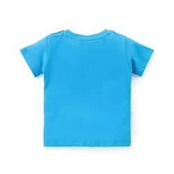Babyhug Cotton Knit Half Sleeves Bear Printed T-Shirt & Short Set - Blue & Orange