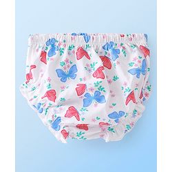 Babyhug Single Jersey Half Sleeves Frock with Bloomer Floral & Butterfly Print - White