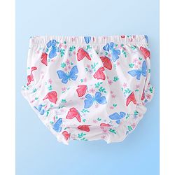 Babyhug Single Jersey Half Sleeves Frock with Bloomer Floral & Butterfly Print - White