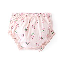 Babyhug Single Jersey Knit Half Sleeves with Frill Detailing Frock with Bloomer Floral Print - Pink