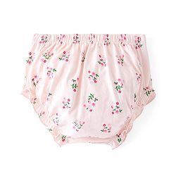 Babyhug Single Jersey Knit Half Sleeves with Frill Detailing Frock with Bloomer Floral Print - Pink