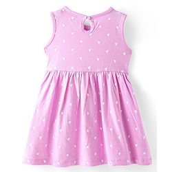 Babyhug Single Jersey Knit Sleeveless Frock Heart Print - Lilac