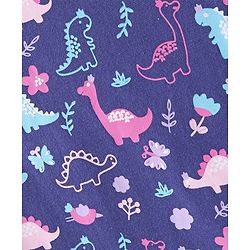 Babyhug Cotton Knit Half Sleeves  Frock Dino Print - Navy Blue