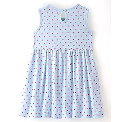 Babyhug 100% Cotton Single Jersey Knit Sleeveless Frock Heart Print - Blue