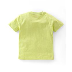 Babyhug 100% Cotton Knit Half Sleeves T-Shirt Soccer Ball Graphics - Lime Green