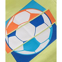 Babyhug 100% Cotton Knit Half Sleeves T-Shirt Soccer Ball Graphics - Lime Green