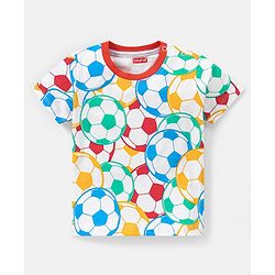 Babyhug 100% Cotton Knit Half Sleeves T-Shirts Football Print Pack of 3 - Multicolor