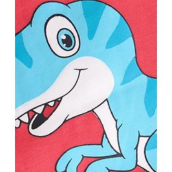 Babyhug Cotton Half Sleeves Striped T-Shirts With Dino Graphics Pack of 3 - Red Navy & Light Blue