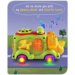 Babyhug 6 in 1 Puppy Musical Bump & Go Car with moving Ear & Eyes| Lights & Music| Dial Phone |Animal Shape Sorter For Toddlers and Kids| BIS Certified| Storage| Time Telling| Cause & Effect - Yellow