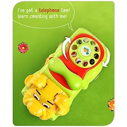 Babyhug 6 in 1 Puppy Musical Bump & Go Car with moving Ear & Eyes| Lights & Music| Dial Phone |Shape Sorter For Toddlers and Kids|BIS|